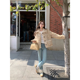 @𝐜𝐡𝐞𝐫𝐫𝐲𝐨𝐫𝐝𝐞𝐫 Áo Khoác Cổ Tròn Lông Cừu