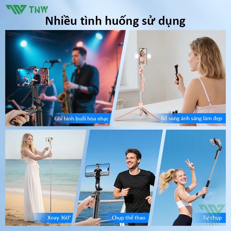 TNW F19 Gậy chụp ảnh 3 chân 1m9 điện thoại đa năng có remoteBluetooth dùng cho livestream quay video | BigBuy360 - bigbuy360.vn