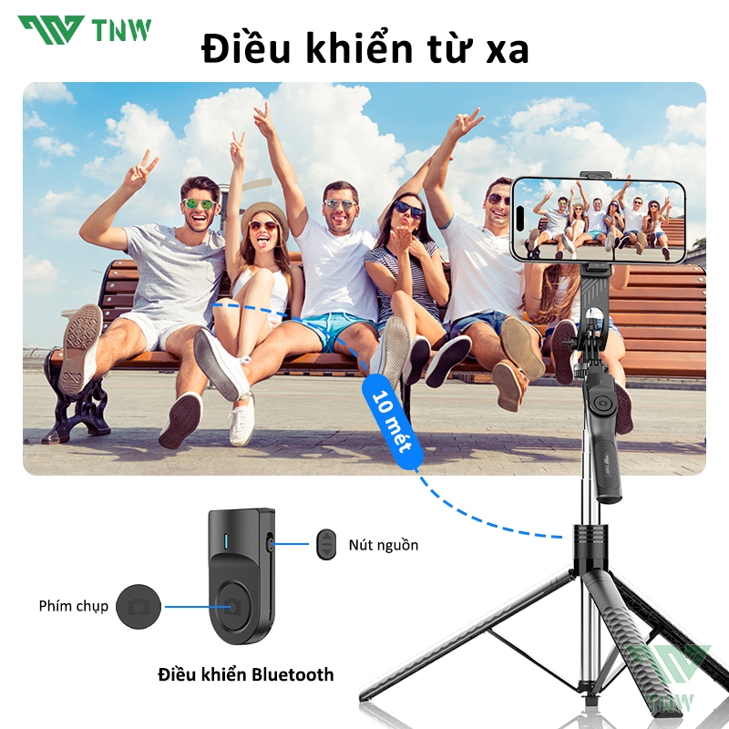 TNW F19 Gậy chụp ảnh 3 chân 1m9 điện thoại đa năng có remoteBluetooth dùng cho livestream quay video | BigBuy360 - bigbuy360.vn