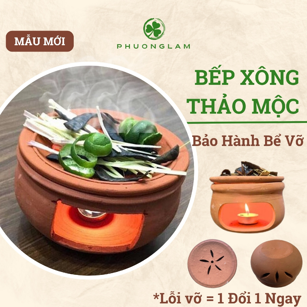 Bếp xông thảo mộc bồ kết đất nung thanh tẩy không khí