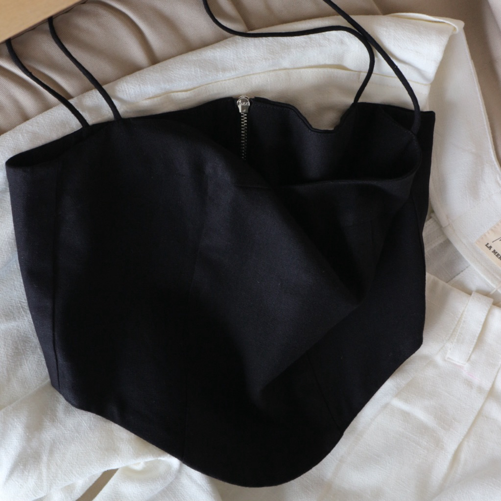 La Mer Linen - Áo dây linen màu đen