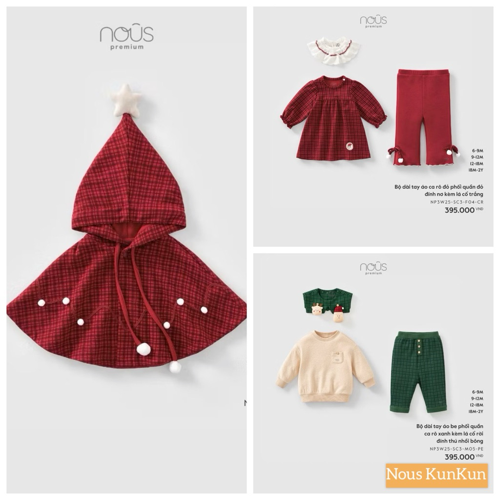 {  Nous Noel} Bộ dài tay Noel nous cho bé trai, bé gái size từ 6m-3y