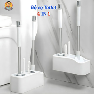  Bộ Cọ Bồn Cầu 4 Trong 1 Bộ Cọ Vệ Sinh Đa Năng Nhựa ABS Cao Cấp Hộp Đựng Treo Tường Không Ẩm Mốc Vệ Sinh An Toàn 