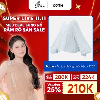   Võ Hà Linh x Dottie  DOTTIE - Áo tay phồng phối bèo - Trắng kem - T1124 
