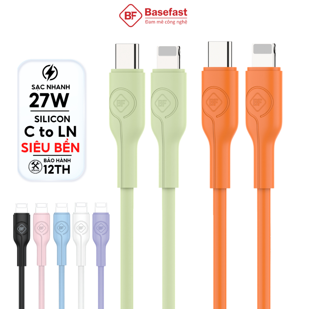 Dây sạc nhanh 27W C to LN Basefast.cáp PD27W chống quá tải nhiệt cho Phone xs max 11 12 13 14 pro