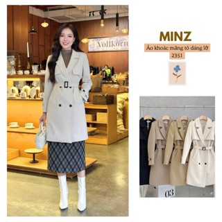  Áo Khoác Măng Tô Dáng Lỡ MINZ STORE Mã 2351 Thiết Kế Kèm Đai Phong Cách Công Sở Hàn Quốc 