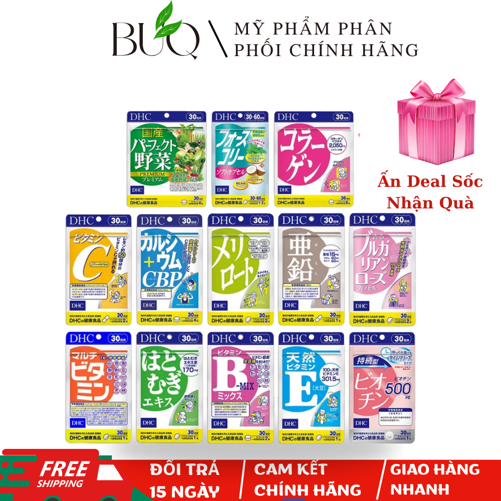 Viên Uống DHC Bổ Sung Vitamin Nhật Bản 30 ngày Vitamin C,B,E,Biotin, Rau Củ, Kẽm (30v/gói, 60v/gói,1