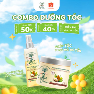   CHÍNH HÃNG  Combo Xịt Dưỡng & Kem Ủ Tóc Le Petit Olivier - Dưỡng Mượt Phục Hồi Giảm Gãy Rụng 