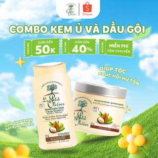   CHÍNH HÃNG  Combo Dầu Gội 250ml & Kem Ủ Tóc 330ml Le Petit Olivier - Bơ Hạt Mỡ Argan Phục Hồi Tóc 