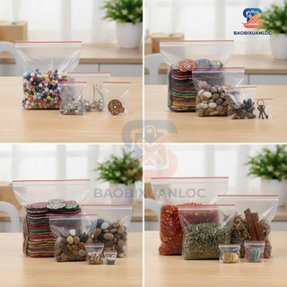 [100 Gram] Túi zip chỉ đỏ loại tốt, dày dặn, chắc chắn (có đủ size)