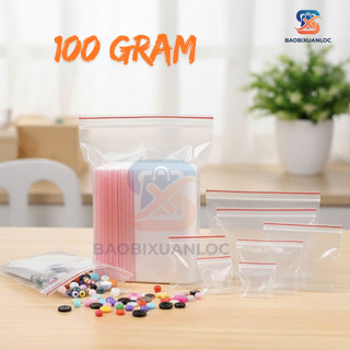 [100 Gram] Túi zip chỉ đỏ loại tốt, dày dặn, chắc chắn (có đủ size)