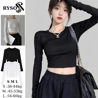Áo Croptop Tay Dài TRƠN Nữ Ôm Body Chất Tốt, Áo Thun gân kiểu nữ crt dài tay TD02 RYSO FASHION