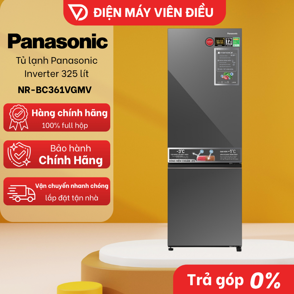 [FREESHIP NGHỆ AN] BC361VGMV - Tủ lạnh Panasonic Inverter 325 lít NR-BC361VGMV