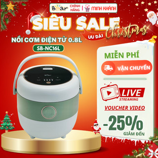  Nồi cơm điện mini Bear  SB-NC16L - 0,6L Chống trào giữ ấm hẹn giờ nhiều chế độ nấu có xửng hấp 