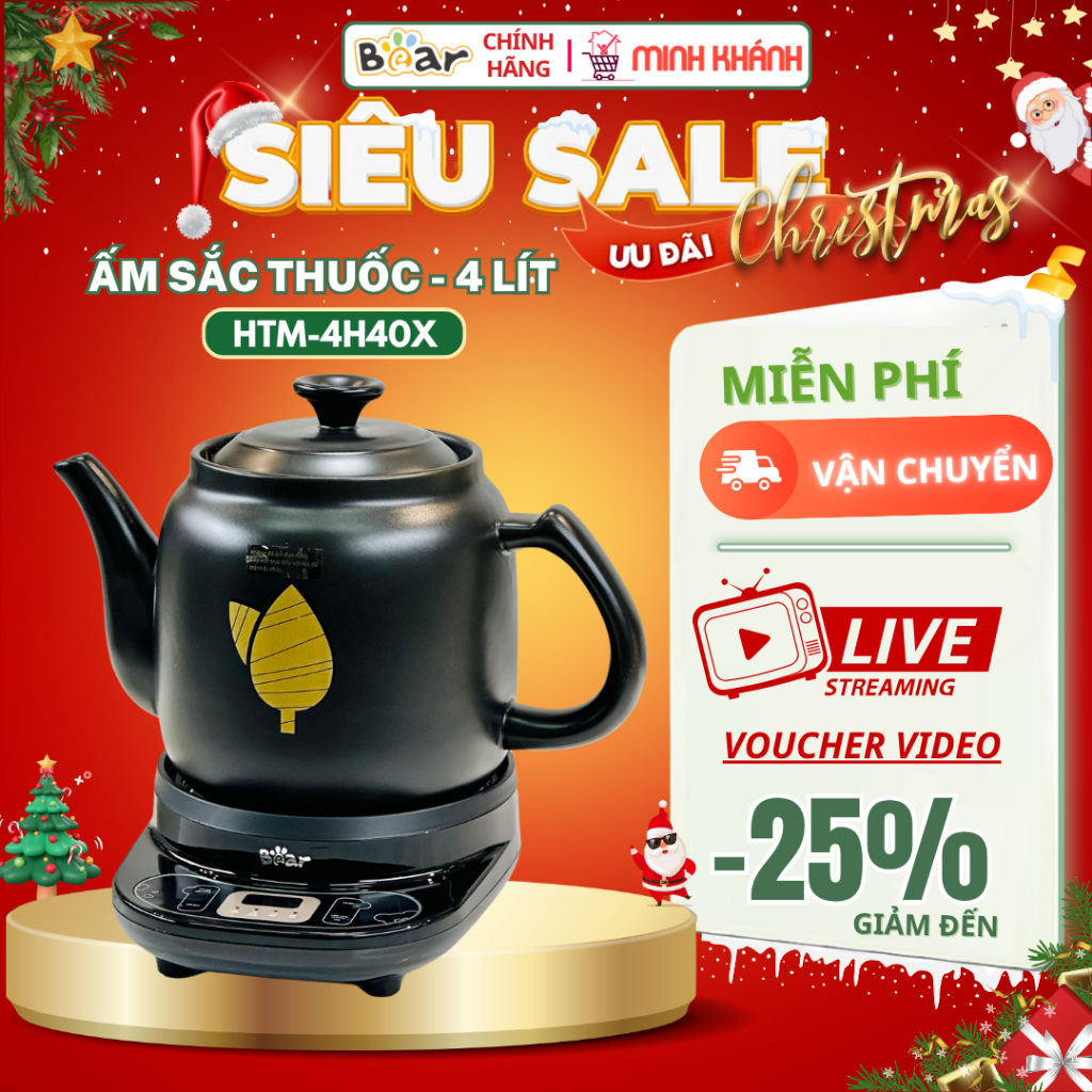 Ấm sắc thuốc Bear HTM-4H40X - 4 Lít , chỉ với một nút bấm, bạn sẽ có ấm thuốc an toàn hiệu quả