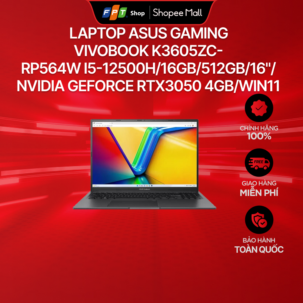 Laptop Asus Gaming Vivobook K3605ZC-RP564W i5-12500H/16GB/512GB/16"/Nvidia GeForce RTX3050 4GB/Win11