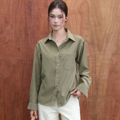 Áo sơ mi sọc nữ GILLEE (nhiều màu) dáng dài vải cotton cao cấp thoáng mát FAS388