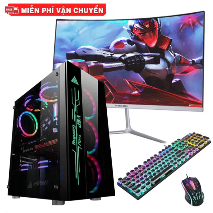 Bộ máy tính chơi Game MÀN HÌNH 27 IN CONG Chip intel core i7 6700 - i7 9700 trên main B365 H110 Ram 