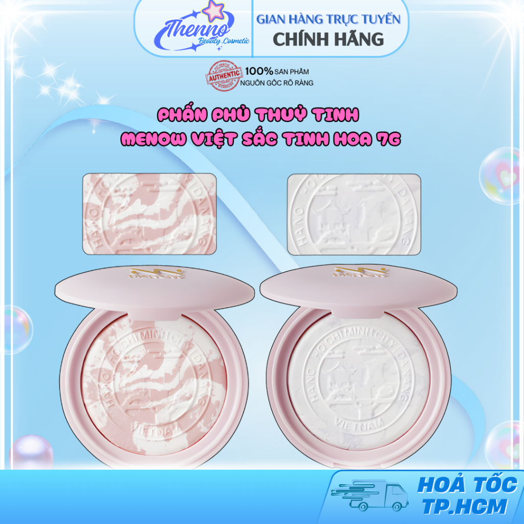 Phấn Phủ Thuỷ Tinh Menow Việt Sắc Tinh Hoa 7g