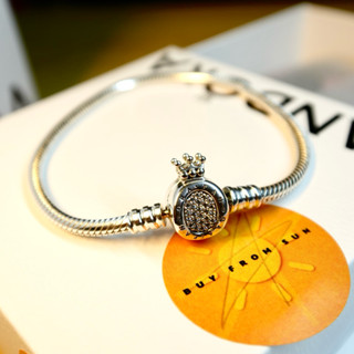  CHÍNH HÃNG - Pandora Moments Snake Chain Bracelet  Crown Clasp Silver Sterling  Vòng lắc tay bạc 925 khoá vương miệng 