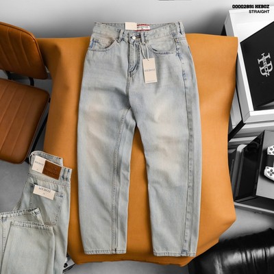 [FORM RỘNG] Quần jean nam Heboz dáng suông D059, quần dài denim trơn dành cho nam - 00002891
