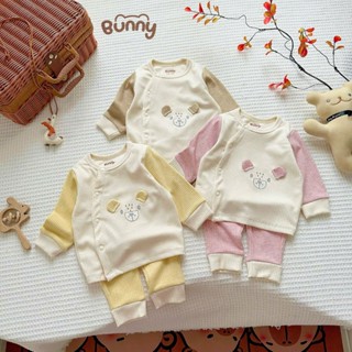   BST Bunny Thu Đông  Bộ Quần Áo Dài Tay Vải Len Gân Bunny Phối Màu Mềm Mại  Cho Bé Sơ Sinh 3-8kg 