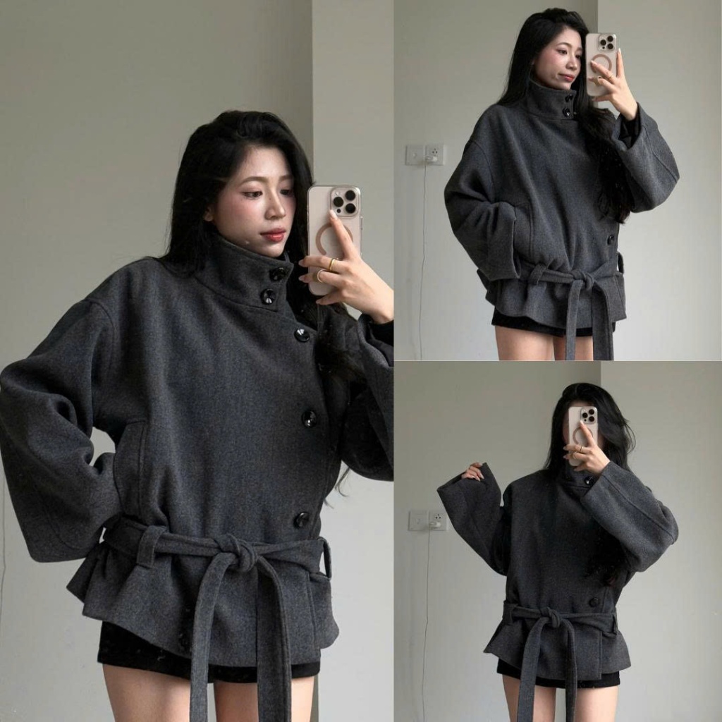 Áo Khoác Dạ Dáng Lỡ Cổ Đứng Kèm Đai Thắt Eo 168Fashion Aokhoacda601_P9 | BigBuy360 - bigbuy360.vn