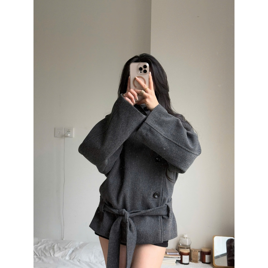 Áo Khoác Dạ Dáng Lỡ Cổ Đứng Kèm Đai Thắt Eo 168Fashion Aokhoacda601_P9 | BigBuy360 - bigbuy360.vn