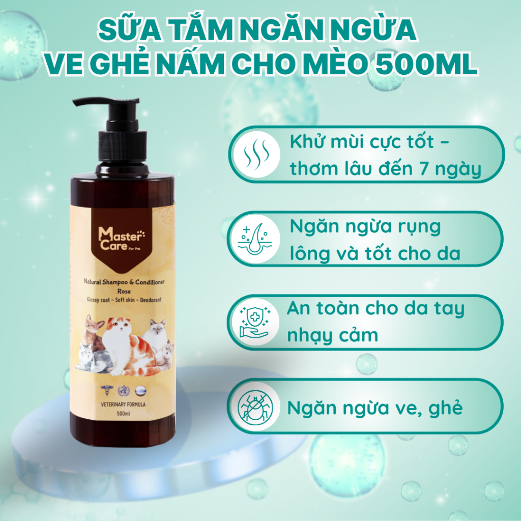 Sữa Tắm Thơm Lâu Cho Mèo MasterCare Dưỡng Lông Mềm Mượt Ngăn Chặn Ve Rận Ký Sinh 250ml