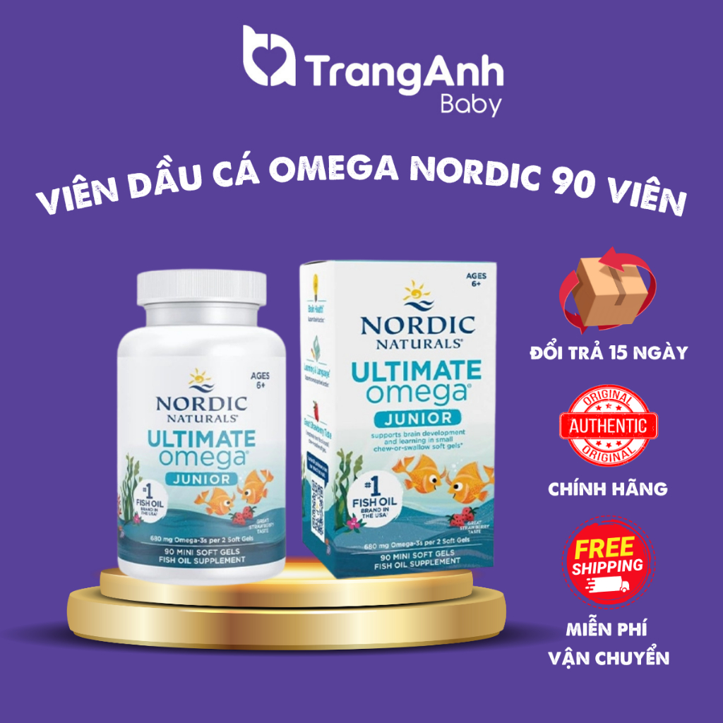 Viên uống omega hàm lượng cao cho trẻ từ 6 tuổi Ultimate Omega Junior Nordic Naturals 90 viên