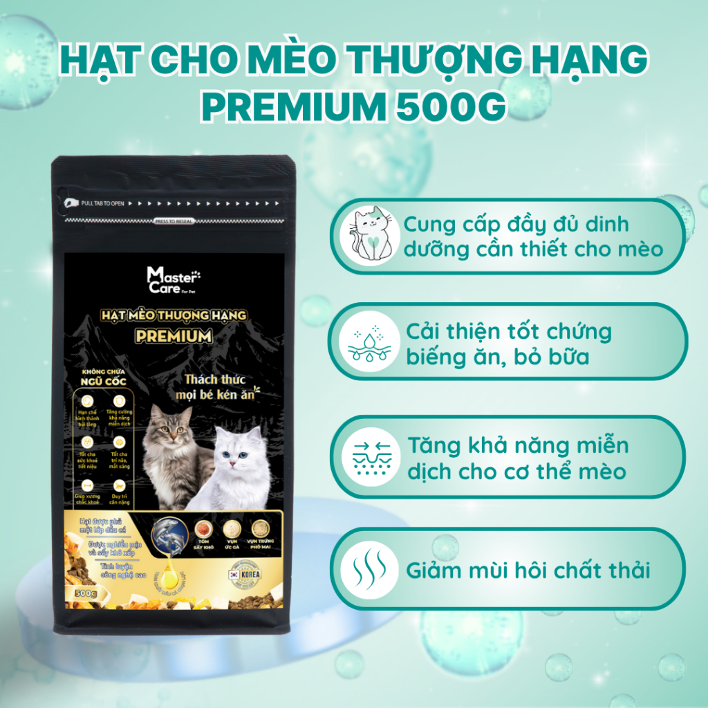 Túi Hạt Cho Mèo Premium Nhiều Loại Topping Giúp Bé Dễ Ăn Mạnh Khỏe 500g MasterCare