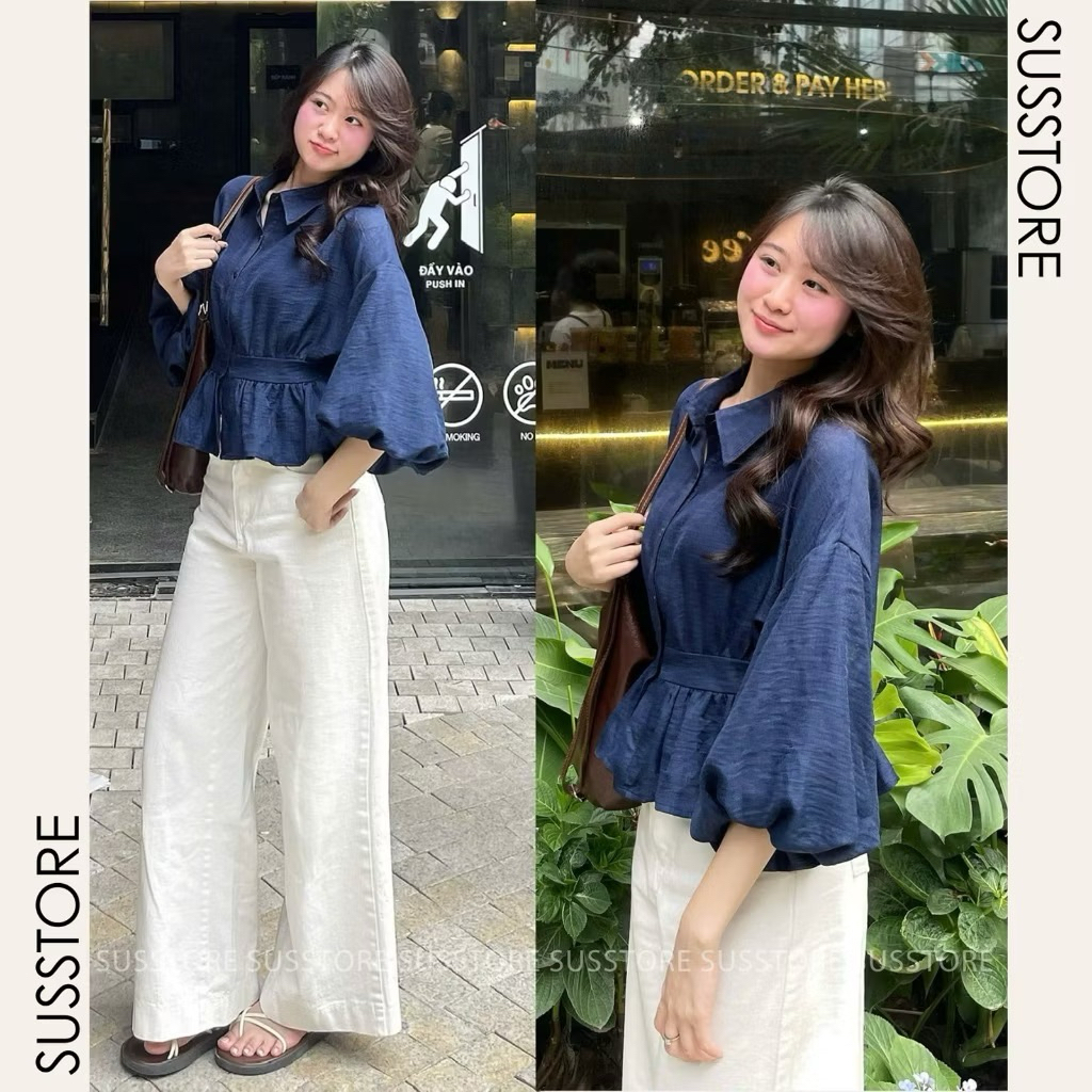 Áo Sơmi Bo Eo Lưng Chun Tay Bồng Cúc Dọc Đũi Hàn A3226 KENCO SHOP Thời Trang Nữ | BigBuy360 - bigbuy360.vn
