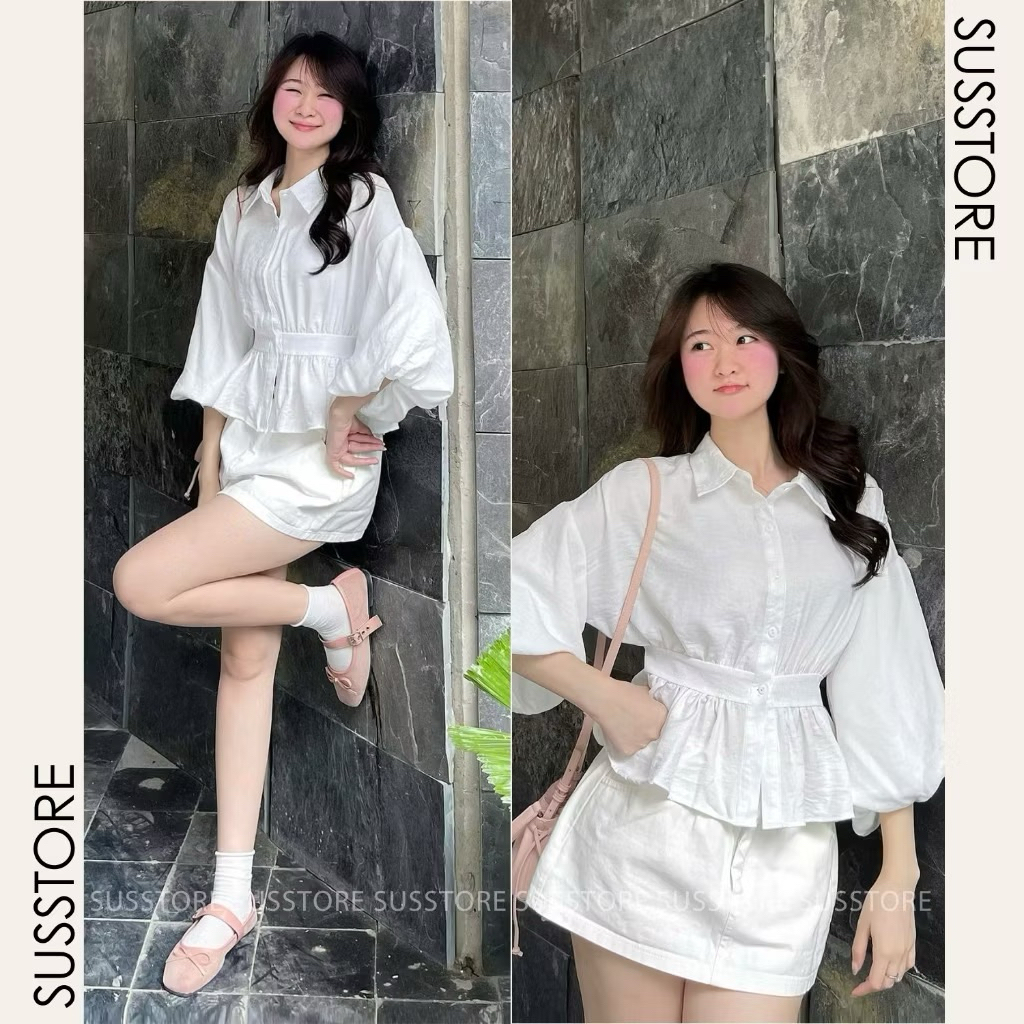 Áo Sơmi Bo Eo Lưng Chun Tay Bồng Cúc Dọc Đũi Hàn A3226 KENCO SHOP Thời Trang Nữ | BigBuy360 - bigbuy360.vn