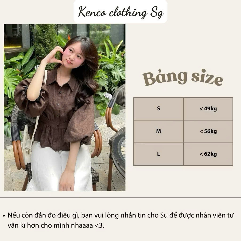 Áo Sơmi Bo Eo Lưng Chun Tay Bồng Cúc Dọc Đũi Hàn A3226 KENCO SHOP Thời Trang Nữ | BigBuy360 - bigbuy360.vn