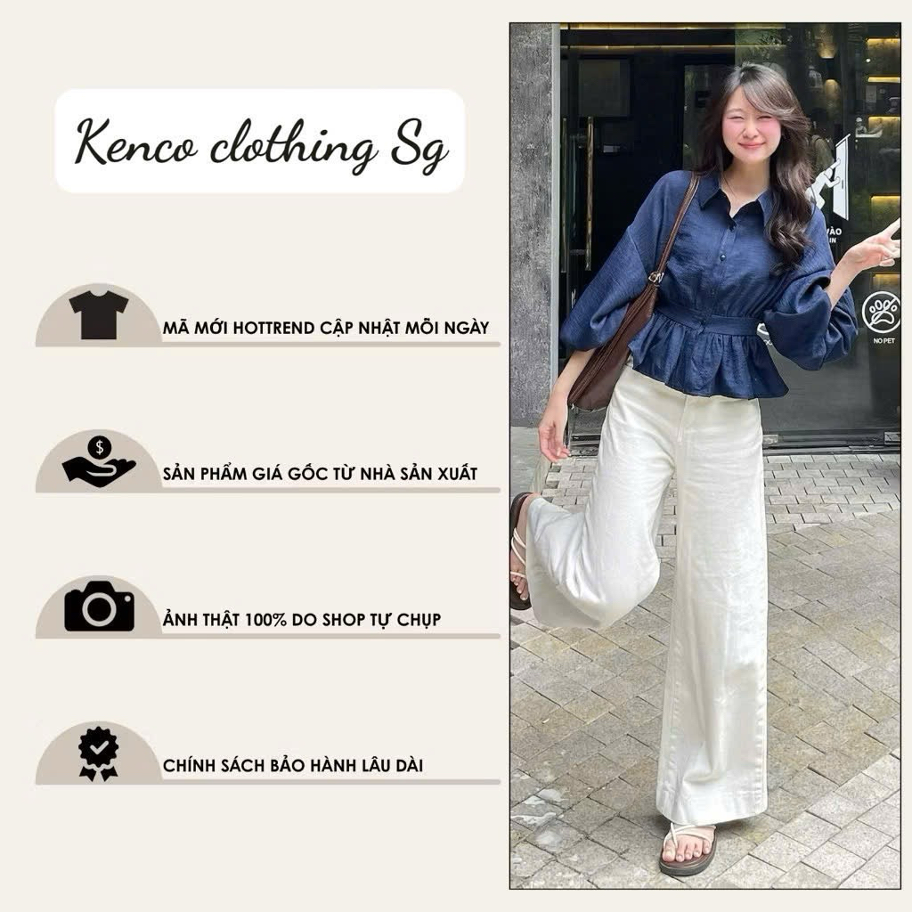 Áo Sơmi Bo Eo Lưng Chun Tay Bồng Cúc Dọc Đũi Hàn A3226 KENCO SHOP Thời Trang Nữ | BigBuy360 - bigbuy360.vn