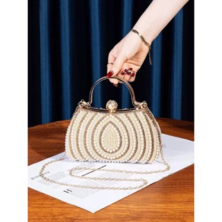 Túi xách dự tiệc ngọc trai nhân tạo hình giọt nước đẹp lung linh có quai xách VDT95