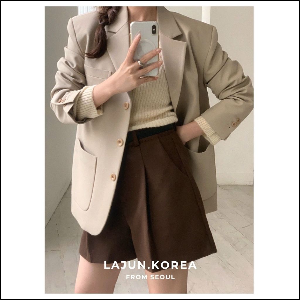 [LAJUN SIGNATURE] Áo Khoác Blazer Classic Đứng Dáng Form Suông Oversize Cao Cấp Hàn Quốc