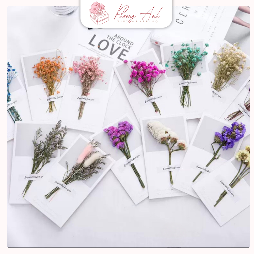 Thiệp Hoa Khô Chúc Mừng Sinh Nhật, Chúc Mừng Valentine xinh xắn