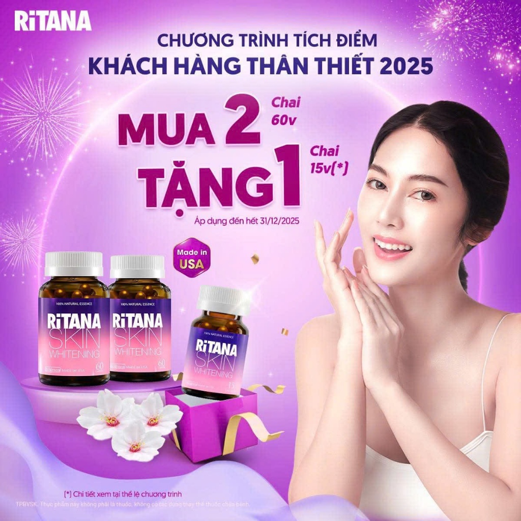 [Chính hãng][ Đầy đủ tem tích điểm] Viên uống RITANA trắng da mờ sạm nám hộp 60 Viên & 30 Viên