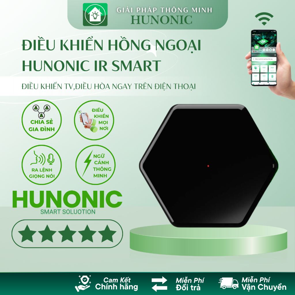 (Hoả tốc) Trung Tâm Hồng Ngoại Hunonic IR Smart, Hunonic Smart IR Điều Khiển Trên Điện Thoại