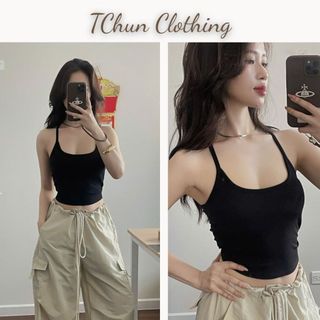 TChun Clothing - Áo hai Dây Ôm Body (CÓ MÚT LÓT) – chất thun Hàn Co giãn 4 chiều Freesize