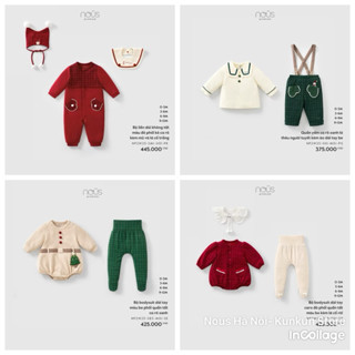  Bộ quần áo Nous Noel cho bé trai bé gái size từ 0-3m đến 9-12m 