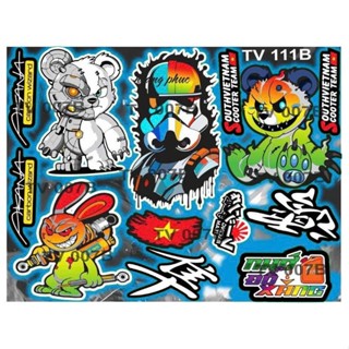 tem sticker gấu dâu chữ race chất liệu siêu bóng dán lên xe máy, đạp điện ,  MÁY TÍNH.....