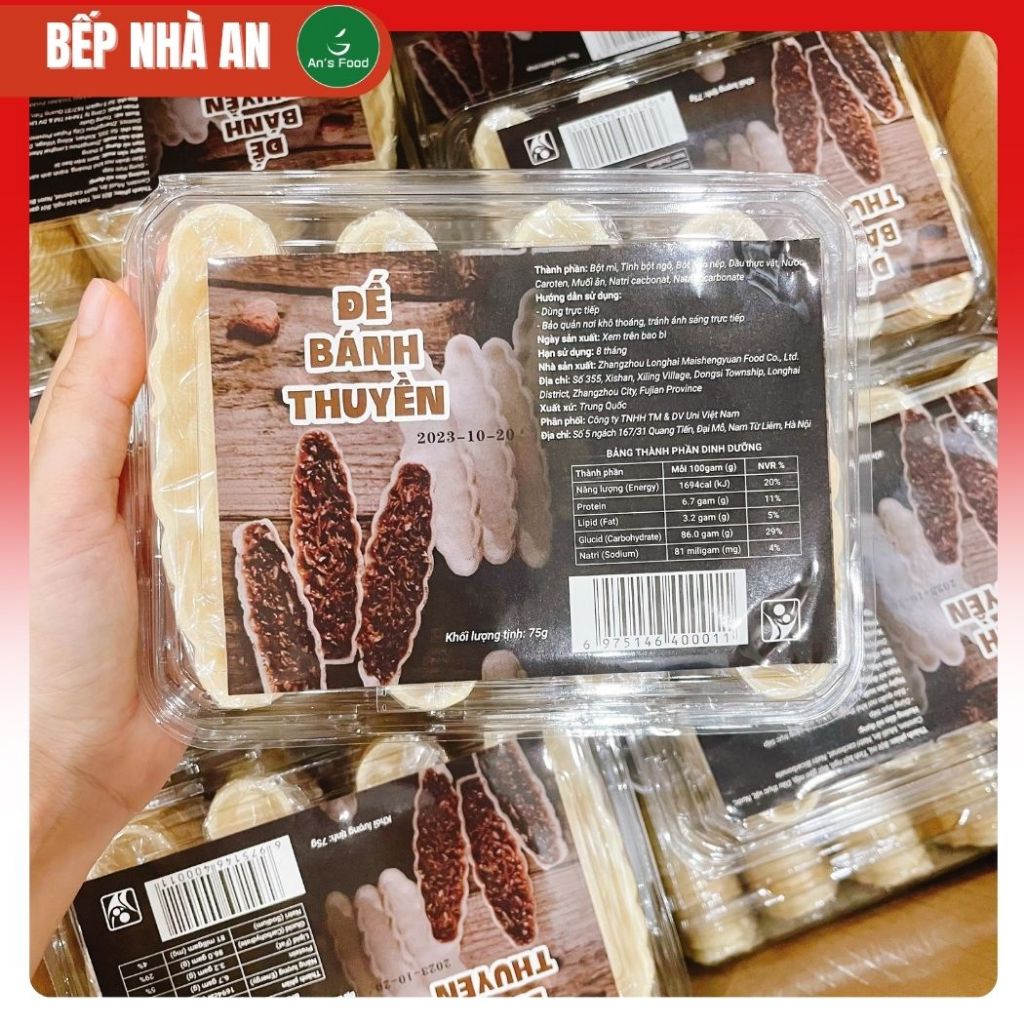 Đế bánh thuyền hộp 60 cái làm bánh thuyền mix hạt date mới