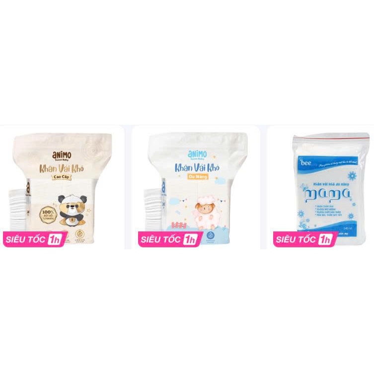 Khăn vải khô cao cấp Animo/Mama 100 tờ/240 tờ