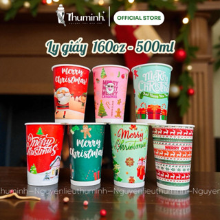  Lốc 50 Ly Giấy 16oz 500ml In Hình Noel  Nắp F90  