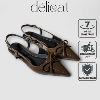  Giày sục bệt nữ thời trang Délicat gắn nơ xinh xắn sang trọng D222 