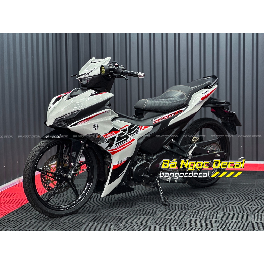 Tem zin 155 trắng đỏ đen tem dán xe ex155 màu trắng đen tem rời 3 lớp