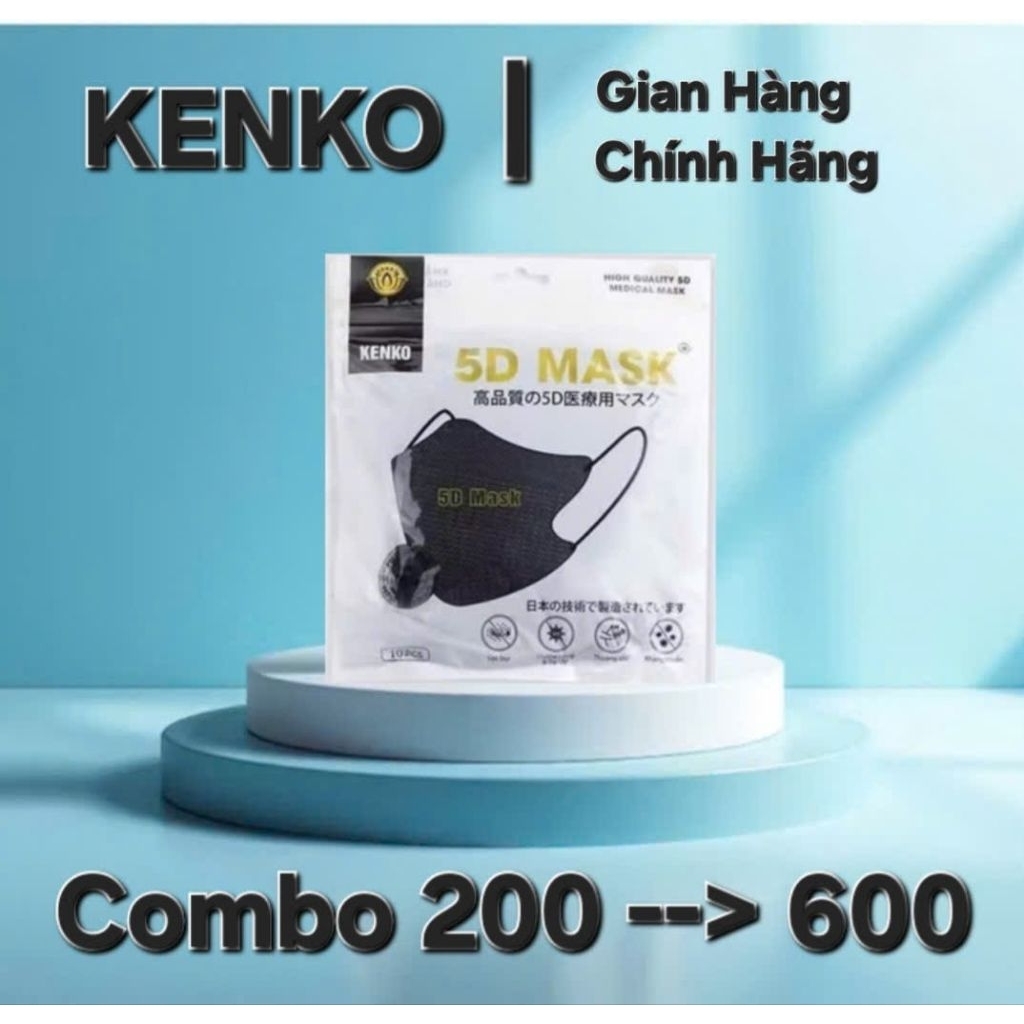 Combo 600 Cái Khẩu Trang 5D KENKO Mask 3 Lớp Kháng Khuẩn