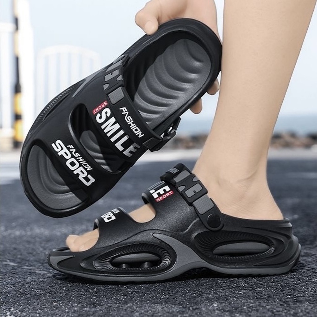 [FREESHIP- giao ngay] Sandal nam đế đệm cao 5cm, giày dép quai hậu đi mưa đi chơi đi học đi làm mềm 
